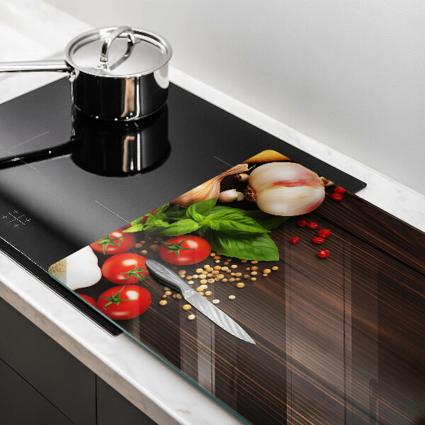 Protetor em vidro para fogão Vegetais na mesa