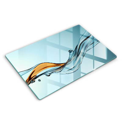 Protetor de fogão de vidro Água sobre fundo azul