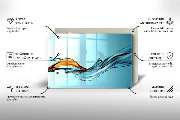 Protetor de fogão de vidro Água sobre fundo azul