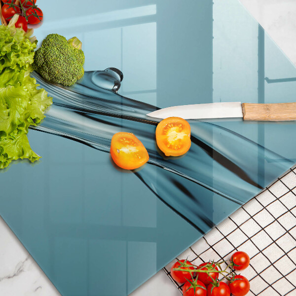 Protetor de fogão de vidro Água sobre fundo azul