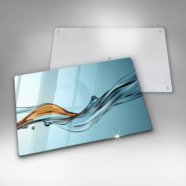 Protetor de fogão de vidro Água sobre fundo azul