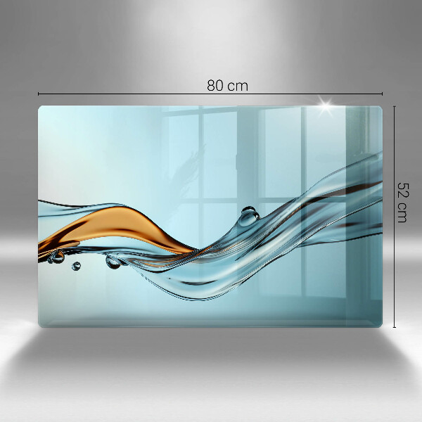 Protetor de fogão de vidro Água sobre fundo azul