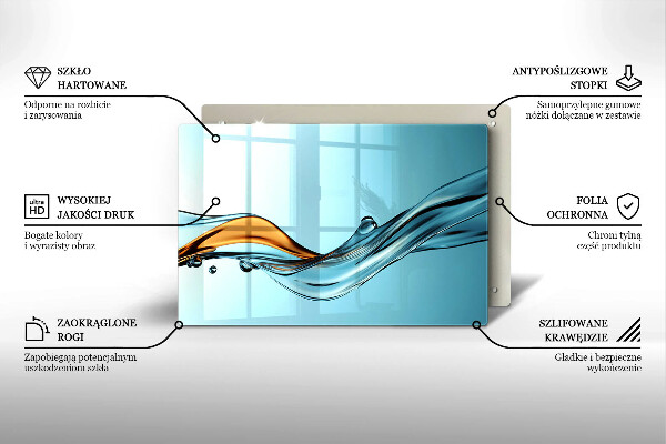 Protetor de fogão de vidro Água sobre fundo azul