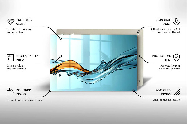 Protetor de fogão de vidro Água sobre fundo azul