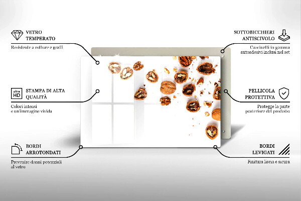 Protetor para fogão de vidro Nozes em fundo branco