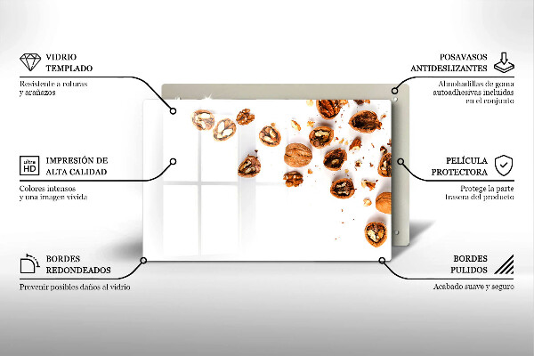 Protetor para fogão de vidro Nozes em fundo branco