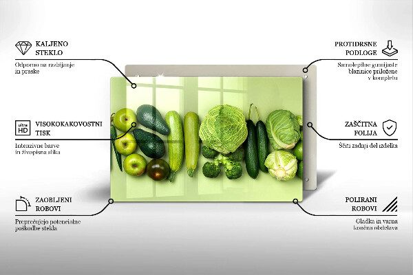 Protetor de fogão de vidro Frutas e vegetais verdes