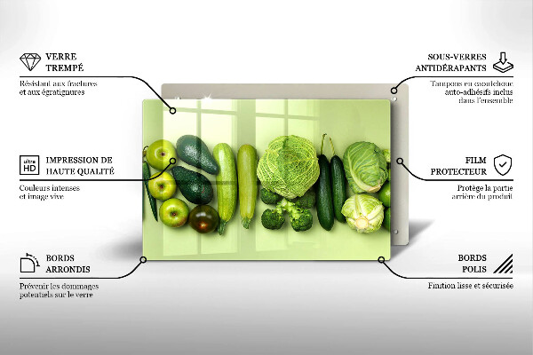 Protetor de fogão de vidro Frutas e vegetais verdes