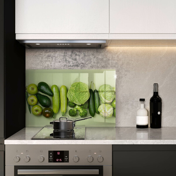 Protetor de fogão de vidro Frutas e vegetais verdes