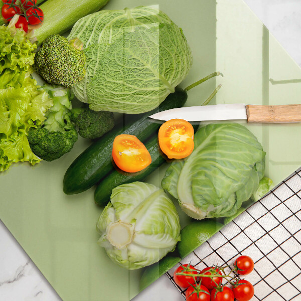 Protetor de fogão de vidro Frutas e vegetais verdes