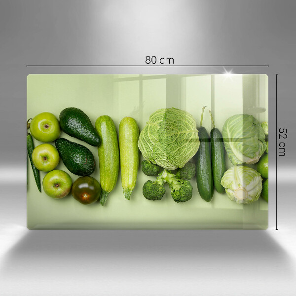 Protetor de fogão de vidro Frutas e vegetais verdes