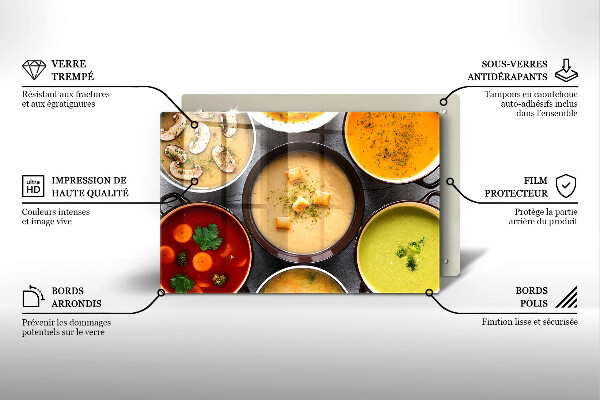 Protetor para fogão de vidro Sopas coloridas