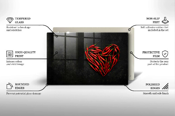 Protetor para fogão de vidro Coração de pimenta