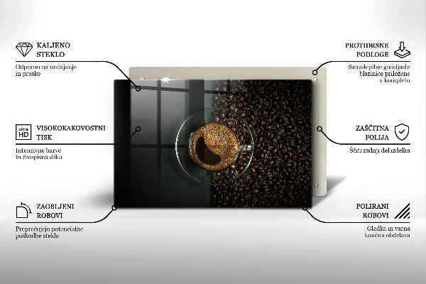 Protetor de fogão de vidro Café e feijão