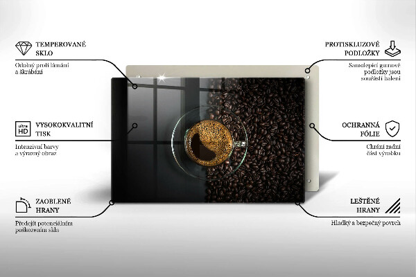 Protetor de fogão de vidro Café e feijão