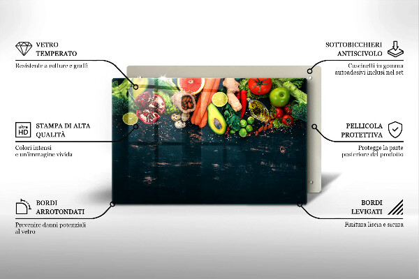 Protetor de fogão de vidro Frutas e vegetais