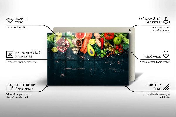 Protetor de fogão de vidro Frutas e vegetais