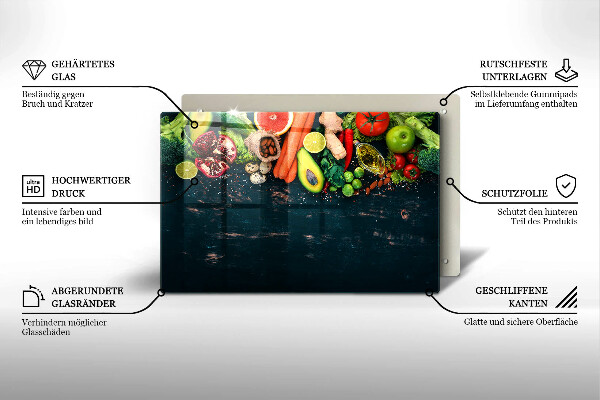 Protetor de fogão de vidro Frutas e vegetais