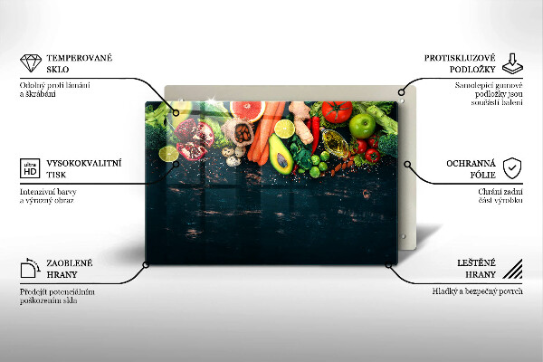 Protetor de fogão de vidro Frutas e vegetais