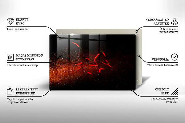 Protetor para fogão de vidro Pimentas picantes