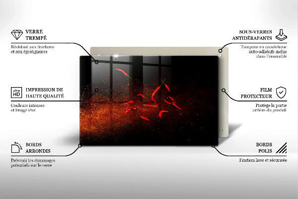 Protetor para fogão de vidro Pimentas picantes