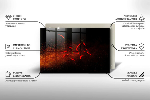 Protetor para fogão de vidro Pimentas picantes