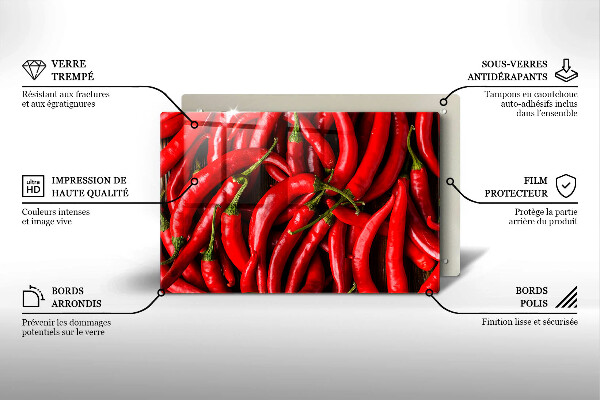Protetor de fogão de vidro Pimentas picantes