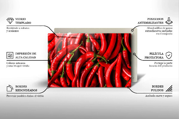 Protetor de fogão de vidro Pimentas picantes