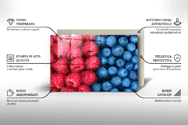 Protetor para fogão de vidro Framboesas e mirtilos