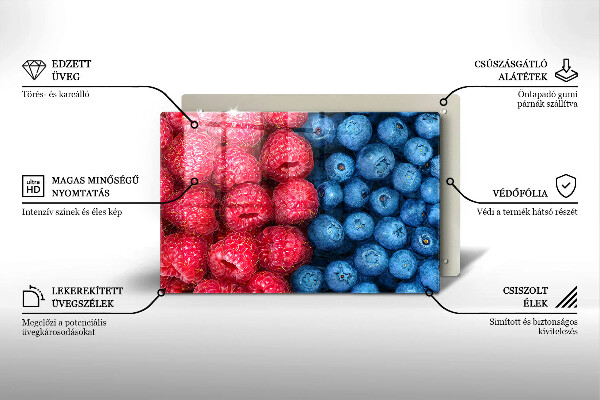 Protetor para fogão de vidro Framboesas e mirtilos