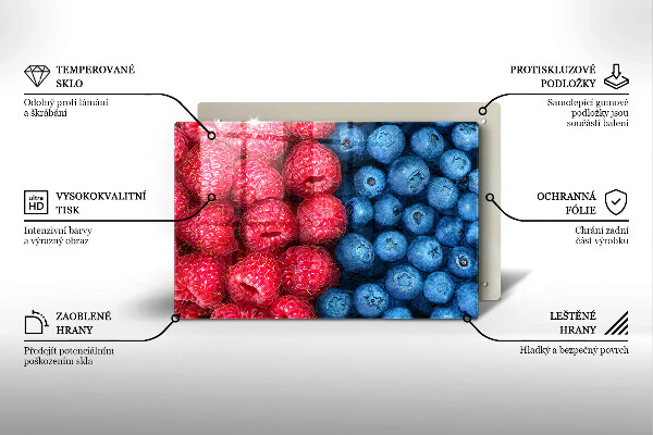 Protetor para fogão de vidro Framboesas e mirtilos