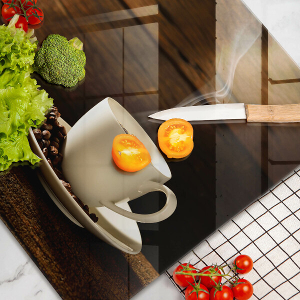 Cobertura placa vitrocerámica Xícara de café de madeira