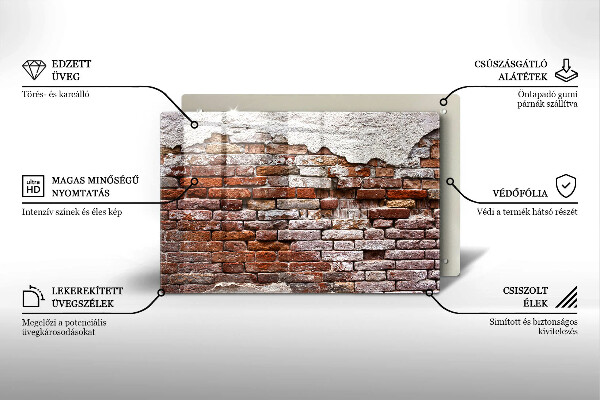 Protetor em vidro para fogão Parede velha de tijolos e concreto