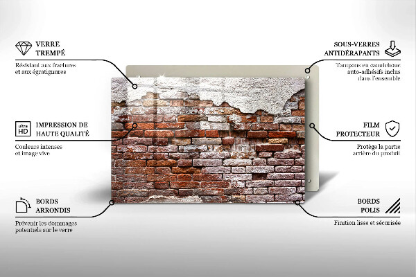 Protetor em vidro para fogão Parede velha de tijolos e concreto