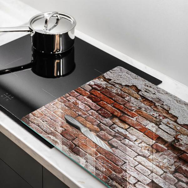 Protetor em vidro para fogão Parede velha de tijolos e concreto