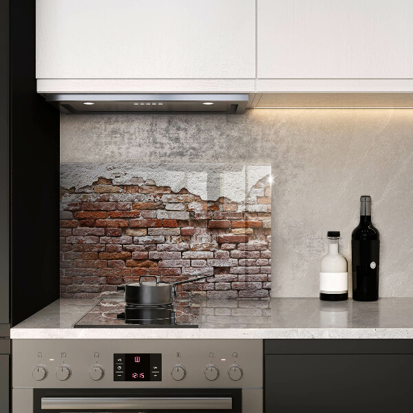 Protetor em vidro para fogão Parede velha de tijolos e concreto