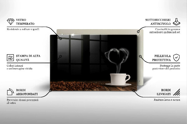 Protetor em vidro para fogão Coração de xícara de café