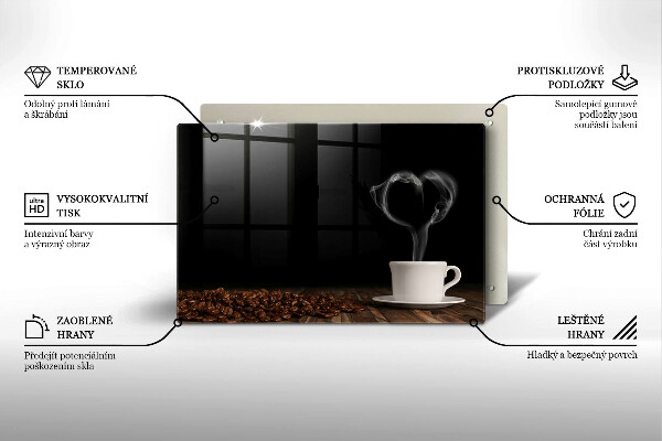 Protetor em vidro para fogão Coração de xícara de café