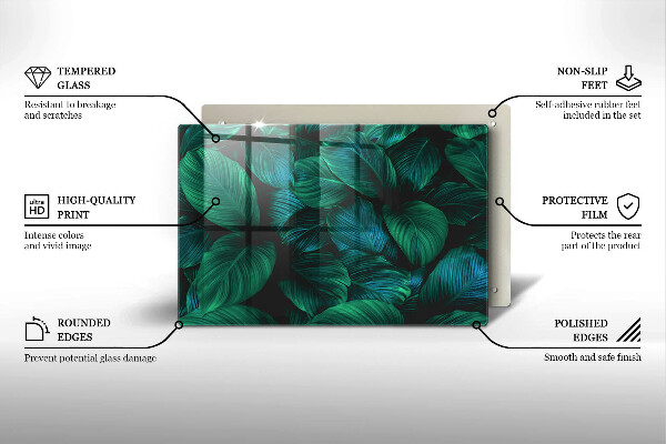 Protetor em vidro para fogão Folhas da selva