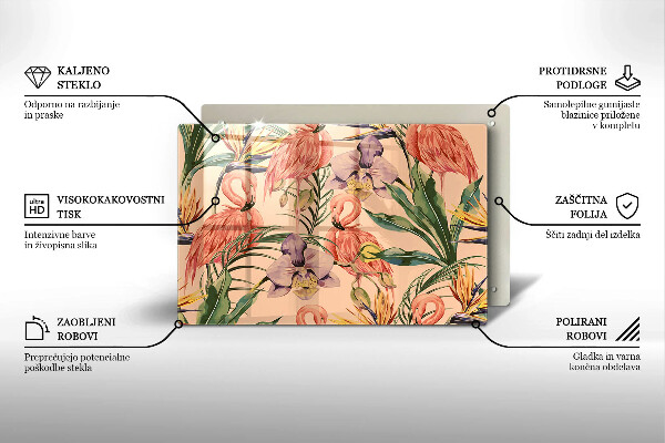 Protetor em vidro para fogão Ilustração de flamingos