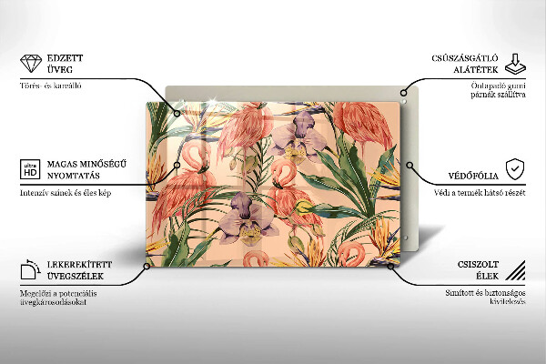 Protetor em vidro para fogão Ilustração de flamingos