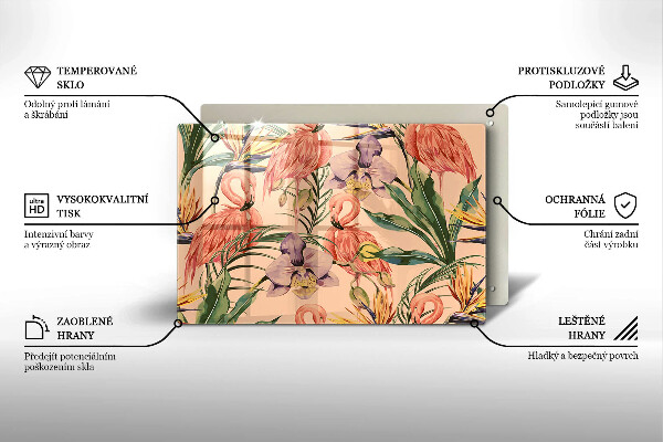 Protetor em vidro para fogão Ilustração de flamingos