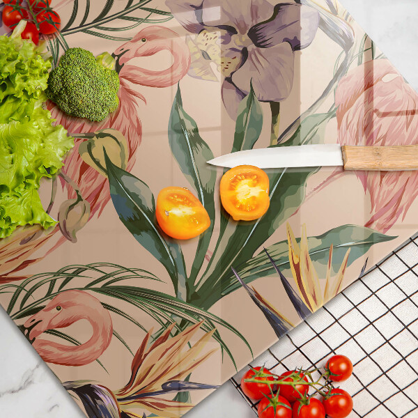 Protetor em vidro para fogão Ilustração de flamingos