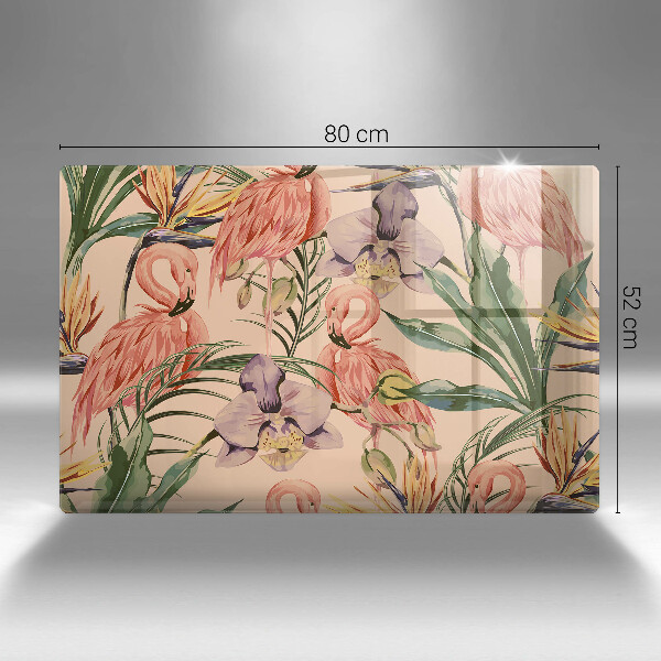 Protetor em vidro para fogão Ilustração de flamingos