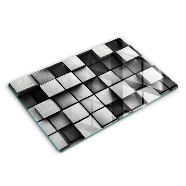 Protetor em vidro para fogão Quadrados 3D abstratos