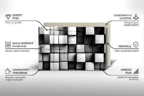 Protetor em vidro para fogão Quadrados 3D abstratos