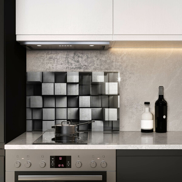 Protetor em vidro para fogão Quadrados 3D abstratos