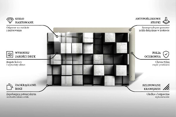 Protetor em vidro para fogão Quadrados 3D abstratos