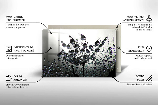 Protetor em vidro para fogão Dente-de-leão e orvalho