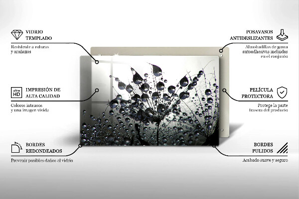 Protetor em vidro para fogão Dente-de-leão e orvalho